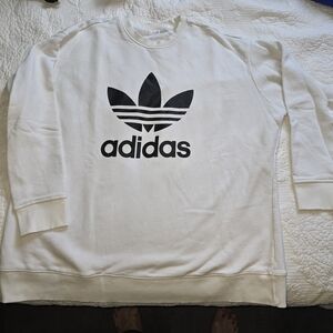 Adidas Cream Sweatshirt with Black Trefoil Logo